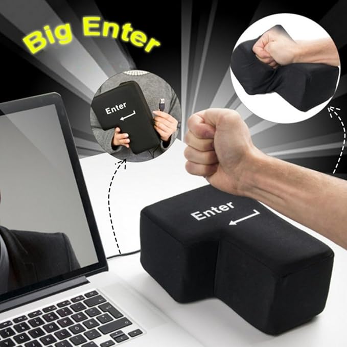 KASTWAVE Anti-Stress Toy Pillow, Giant Enter USB Key Relieve Stress Toy, Connected to Computer, Creative Super Sized 3D Enter Key Soft Toy, Suitable for Desktop, Bed, Office