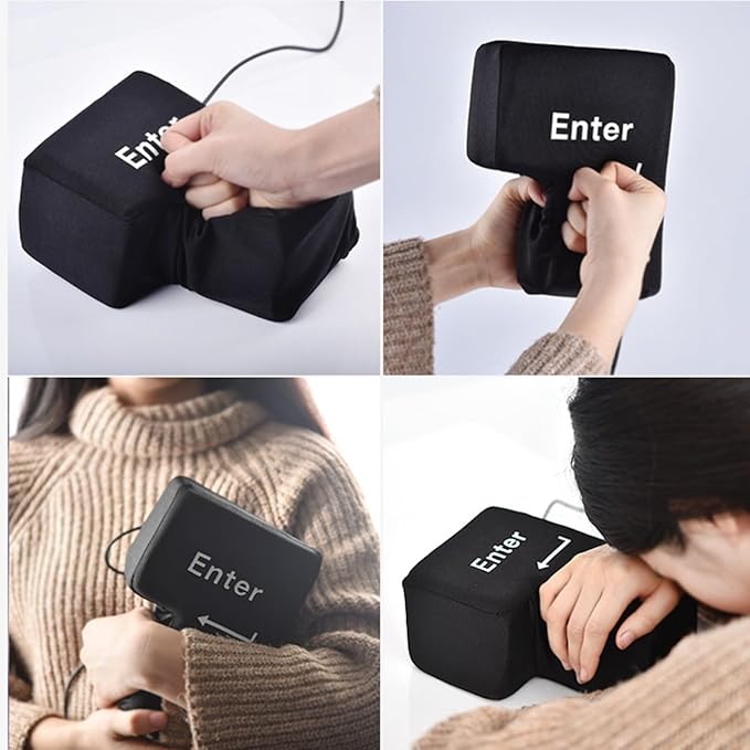 KASTWAVE Anti-Stress Toy Pillow, Giant Enter USB Key Relieve Stress Toy, Connected to Computer, Creative Super Sized 3D Enter Key Soft Toy, Suitable for Desktop, Bed, Office